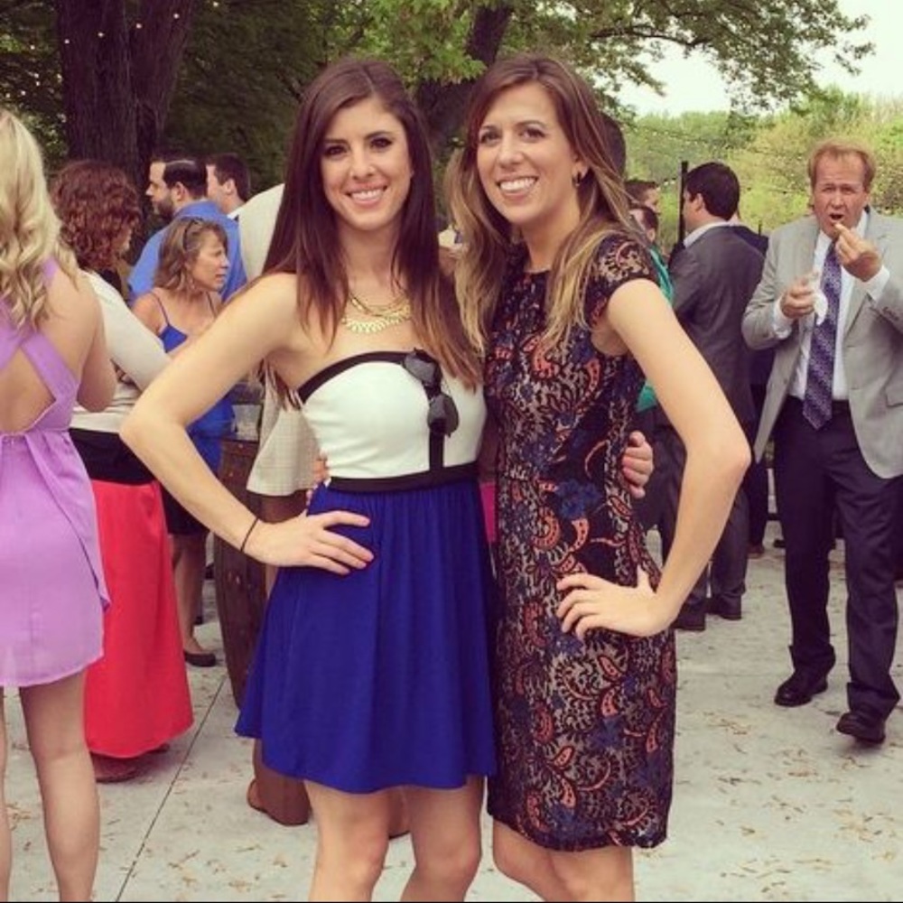 Blue and white dress